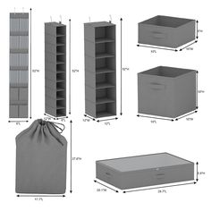 the sizes of storage boxes and bins are shown