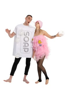 a man and woman dressed up in costumes