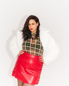 This fiery A-Line mini skirt is our go-to piece this season, in its buttery vegan leather with functional snap details. This plus size skirt pairs easily with a fun printed blouse or a basic tee Hilary MacMillan Snap Front Mini Skirt | Red | Skirts | Materials & Care Instructions: ['100% Polyurethane', 'Imported'] Plus Size Red Mini Skirt, Mesh Turtleneck, Canada Fashion, Plus Size Skirt, A Line Mini Skirt, Skirt Fits, Red Skirts, Plus Size Skirts, Long Sleeve Turtleneck