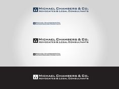 the michael chamberers & co logo is shown in black, white and gray colors