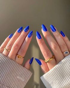 Work Nails, Metallic Nails, Winter Nail Designs, Nails Inspo, Blue Nails, Trendy Nails