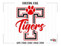 the digital file for tigers svg, dxf and png