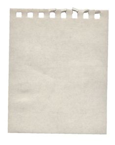 a piece of white paper with holes cut out on the top and bottom side, isolated against a white background