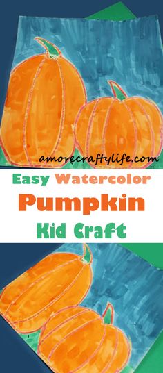 an easy watercolor pumpkin kid craft for fall