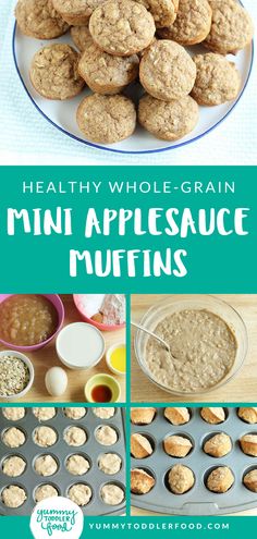 healthy whole grain mini applesauce muffins are the perfect way to start your day