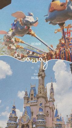 an advertisement for the disney world resort with images of animals and other things in front of it