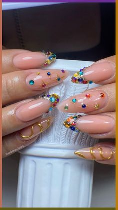 Cute and elegant valentines day heart french tip acrylic nails Gel X Nails Gold, Different Types Of French Tips, Nail Rhinestone Placement, Nails With Jewels Rhinestones, Heart Nails Short, Nails With Red Heart, Heart French Tip, Nails With Red