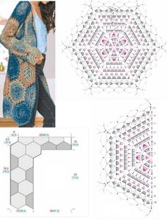 an image of crochet patterns and instructions to make a shawl or scarf