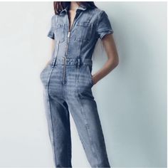 Zara Jean Jumpsuit Nwt! Reposhing This Item I Purchased From @Ar0413. Loved It, But Never Wore So It’s Still Brand New With Tags! Questions? Leave A Comment Below! Jean Jumpsuit, Zara Jumpsuit, Zara Jeans, Zara Pants, Jeans Jumpsuit, Pant Jumpsuit, Jumpsuit Romper, Color Blue, Pants For Women