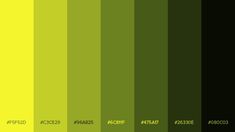 the color chart for green is shown in black and yellow, with white letters on it