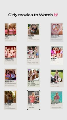 the girly movies to watch page is shown