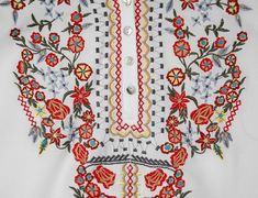 Dreamy White Boho Tunic Top with Multicolored Embroidery | Tunic-Shirt | White | Embroidered, XL-Plus, Misses, Vacation, Beach White Embroidered Blouse With 3/4 Sleeves, Multicolor Embroidered Spring Festive Top, White Embroidered Festive Top For Spring, White Embroidered Top For Spring Festive Occasion, White Festive Spring Blouse, Fancy Tunic, White Tunic Shirt, Christmas Tunic, Dreamy Whites