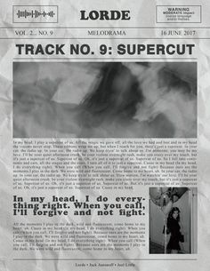 an article from the lorde magazine about track no 9 supercut