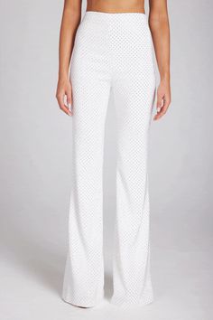 Kira White Pants | Trousers | NADINE MERABI White Bra Top, Nadine Merabi, Statement Pants, White Pajamas, White Bras, Black Hot Pink, Quality Dresses, Pink Pants, White Blazer