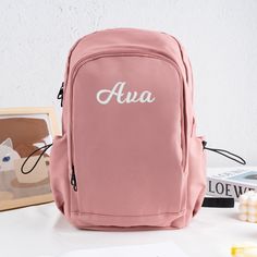 ⭐Production usually takes 10 business days. Hey there, little explorers and imaginative minds! Get ready to dive into a world of creativity and fun with our Custom Embroidery Kids' Backpack. ⭐Size: 17.7'' x 13.7'' x 7.8'' | Colors: Black, Gray, Pink, White, Blue ⭐Unleash Your Imagination: Personalize your backpack with custom embroidery that's as unique as you are! Add your name, a funny phrase, or a favorite design to make it truly yours. Let your personality shine bright on your backpack! ⭐Sma Standard Backpack For Travel With Letter Print, Travel Backpack With Letter Print, Rectangular School Backpack With Letter Print, Rectangular Letter Print Backpack For School, Pink Letter Print Backpack For Everyday Use, Everyday Use Backpack, Educational Rectangular Backpack For Travel, School Backpack With Letter Print, Letter Print School Backpack