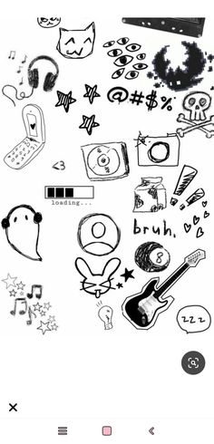 an image of various stickers and symbols on a cell phone's back cover