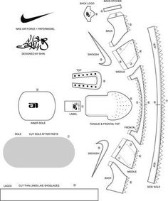 Papercraft Shoes, Nike Cake, Shoe Patterns, Shoe Cobbler, Air Force One Shoes, Shoe Template, Paper Shoes, Diy Sneakers, Papercraft Printable