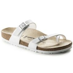 Mayari Birko-Flor Birkenstock Flip Flops, White Birkenstocks, Birkenstock Women, Calf Muscles, Black Shoes Women, Birkenstock Madrid, Zermatt, Birkenstock Mayari, Buckle Sandals