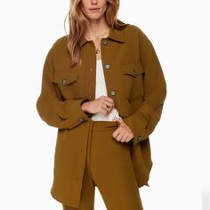 Brand New With Tags Rich Chestnut Ganna Jacket Aritzia, Ganna Shirt Jacket, The Super Puff, Aritzia Jacket, Denim Vans, Easy Shape, Inside Outside, Sherpa Jacket, Pajama Shirt