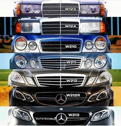 three mercedes benzs are stacked on top of each other