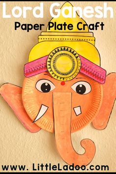 Ganesh Craft. India Craft, Ganesh Craft, Cardboard Rangoli, Easy Paper Plate Crafts, Play Ideas For Kids, Display Boards For School, School Kids Crafts, Paper Plate Crafts For Kids