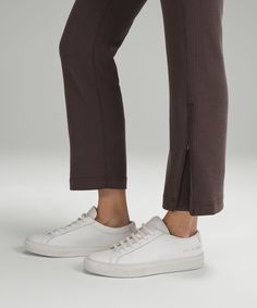 Two Looks, Same Cozy Feeling. Zippers At The Hem Of These Peach-Fuzz Soft Crops Change Their Shape From Straight-Leg To Flared So Youre Never Without Options. Designed For Casual. Intended To Sit Above Ankle:tight Fit. Zippers At The Hem Change The Shape From Straight Leg To Flared. Pull-On Waistband. Back Drop-In Pocket. | Ribbed Softstreme Zip-Leg High-Rise Cropped Pant 25" Lululemon Athleisure Bottoms With Ribbed Waistband, Casual Lululemon Bottoms For Fall, Lululemon Athleisure Bottoms For Loungewear, Lululemon Athleisure Loungewear Bottoms, Casual Mid-rise Bottoms By Lululemon, Lululemon Relaxed Fit Full Length Pants, Lululemon Mid-rise Casual Bottoms, Lululemon Casual Mid-rise Bottoms, Lululemon Stretch Pants For Loungewear