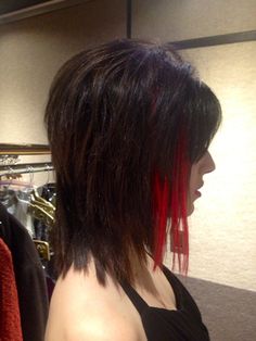 Bob Haircuts With Undercut, Haircuts With Undercut, Disconnected Haircut, Razored Haircuts, Rocker Hair, Red Hair Extensions, Punky Color