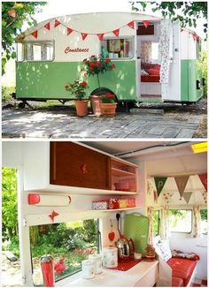 the interior and exterior of a mobile home