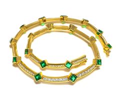 Fine Emerald Diamond 18K Gold Necklace Luxury Emerald-cut Yellow Gold Necklace, Luxury Faceted Yellow Gold Emerald Necklace, Emerald Diamond Necklace, 18k Gold Necklace, Costume Jewelry Earrings, Belt Purse, Silver Enamel, Natural Emerald, Emerald Diamond