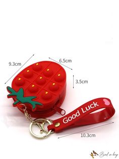 BirdinBag - One Piece Strawberry Coin Purse: Adorable and Functional Zippered Bag Strawberry Coin Purse, Zippered Bag, Red Style, Word Wrap, Red Fashion, Top Handle, Coin Purse, Card Holder, Coin