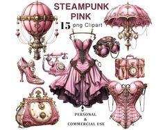 the steampunk pink collection is featured in this image