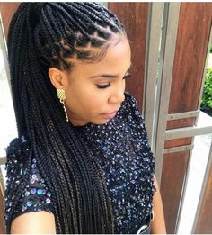 Vacation Braids For Black Hair, Box Braids Ponytail, Classic Braids, Elegant Braids, Braided Ponytails, Braids Ponytail, Small Box Braids, Ladies Cut, Kanekalon Hairstyles