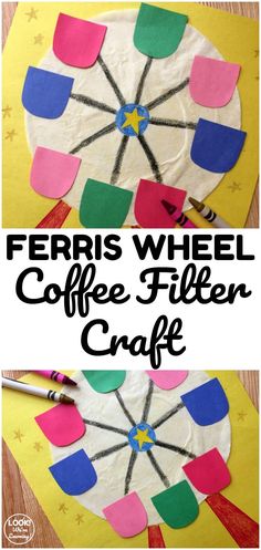 the ferris wheel coffee filter craft is made with construction paper