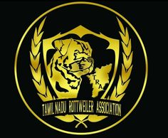 the logo for the thai martial association, which is gold and black with an image of a tiger