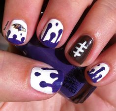 Baltimore Ravens Nails - Week 10 - Drips Eagles Football Nails, Sports Nail Art