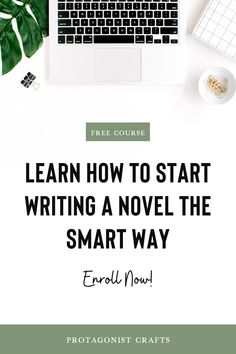 a laptop with the title learn how to start writing a novel the smart way