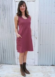 "This cute dress has a comfortable relaxed fit. The casual fit is perfect for dressing up or down. Great for teachers! It layers beautifully, and looks cute with a shirt under it or a jacket over it. Or, you can order it with mid or long sleeves to get more coverage. * Short Sleeveless Dress * Scoop neck * Two side pockets * 38\" from shoulder to hem (can be customized) COLOR Pictured in Clay. See images and drop-down menu for all color options. SIZES Made to order in sizes XS-3X or Custom. See Everyday Cotton Dresses With Side Pockets, Relaxed Fit Loungewear Dress With Side Pockets, Relaxed Fit Dresses With Side Pockets For Loungewear, Casual Cotton Loungewear Dress, Casual Mid-length Cotton Dress, Casual Dresses With Side Pockets And Relaxed Fit, Casual Relaxed Fit Dress With Side Pockets, Sleeveless Loungewear Dress With Pockets, Casual Fitted Dress With Side Pockets