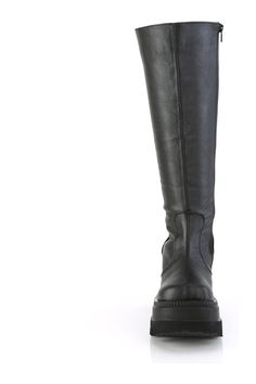 4 1/2" Wedge Platform Wide Calf Knee High Boot, Inside Zipper - Fit Guide: True to Size - Heel Height: 4 1/2" Wedge Platform - Brand: Demonia - Shown in Women's Sizes - Country of Origin: Imported Black Leather Wedge Boots For Concert, Edgy Leather Wedge Boots For Concert, Wide Calf Knee High Boots, Leather Knee Boots, Knee Boot, Black Vegan, Wide Calf, Platform Wedges, Knee High Boots