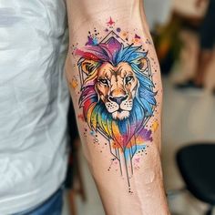 Ink Master Tattoos, Leo Constellation Tattoo, Geometric Lion Tattoo, Traditional Mehndi, Master Tattoo, Constellation Design, Geometric Lion, Scale Tattoo, Leo Constellation