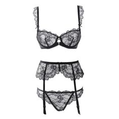 Luxury Lace Underwear Thin Cup Floral Bra Panties With Garter Sexy Lingerie Sets #lingerie #underwear #clothes #clothing Lace Bra Set, Bra Sets, Suit Black, Lace Embroidery, Garters, Bra And Panty Sets