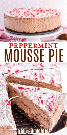 this peppermint mousse pie is the perfect dessert to serve for christmas