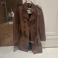 Burberry Coat With Black Buttons. Good Condition. London Brown, Burberry Coat, Burberry Jacket, Burberry London, Black Button, Mid Length, Black And Brown, Brown Leather, Burberry