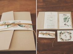 the wedding stationery is laid out and ready for guests