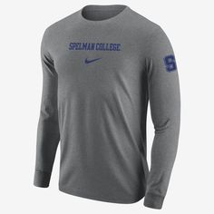 You're loyal to your team. Now make sure everyone knows it with this Spelman long-sleeve tee. Made with soft cotton and a classic fit, it helps keep you comfortable all through game day. Spelman College, Nike T, College Sports, Nike Tshirt, Sports Top, Everyone Knows, Men's Nike, Game Day, Nike Men