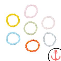 Beaded Beach Ring Set - The Perfect Beach Accessory for Sea Lovers Proudly introducing our Beaded Beach Ring Set, a must-have for passionate sea lovers. This beautiful set of rings captures the essence of the beach, allowing you to carry a piece of the sea with you wherever you go. Designed with love and attention to detail, these rings are perfect for both casual and formal occasions. Explore our Beach Rings collection for more stunning nautical jewelry options. Features of Beaded Beach Ring Se Summer Round Beads Jewelry For Gifts, Summer Style Round Bead Jewelry Gift, Summer Style Round Beaded Jewelry Gift, Summer Beach Stackable Jewelry, Bohemian Beach Jewelry With Letter Beads, Adjustable Faceted Beads Bracelet For Beach, Multicolor Beaded Jewelry For Beach Party, Beachy Jewelry With Colorful Beads, Adjustable Faceted Beaded Bracelets For Beach