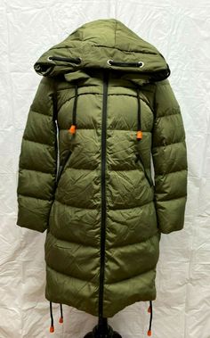 Orolay Women's Stylish Thickened  Down Jacket Hooded Coat,  Army Green, Large **FAST DOMESTIC SHIPPING** ATTENTION: USPS is experiencing SIGNIFICANT delays out of our control. Please allow an additional 7-10 business days for delivery.  We appreciate your patience during this time.   All of my products are genuine, authentic goods. Occasionally I sell open box products, or products that have damaged packaging, or that may be previously used.  I always try to disclose the specifics of the item an Olive Long Sleeve Winter Parka, Green Hooded Jacket For Cold Weather In Fall, Green Hooded Jacket For Fall, Olive Hooded Outerwear For Fall, Green Nylon Outerwear For Cold Weather, Green Hooded Outerwear For Fall, Olive Hooded Fall Outerwear, Green Winter Outerwear With Adjustable Hood, Green Winter Outerwear With Detachable Hood