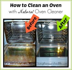 an oven that has been cleaned with natural oven cleaner before and after it's gone