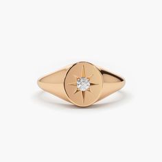 14K Gold Starburst Diamond Signet Ring – FERKOS FJ Layering Diamond Necklaces, Star Setting, Signet Rings Women, Diamond Signet Ring, Gold Starburst, Starburst Design, Silver Diamond Ring, Royal Look, Gold Signet Ring