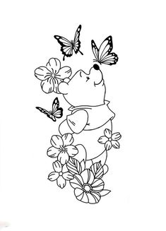 a black and white drawing of a hippo with butterflies on it's back