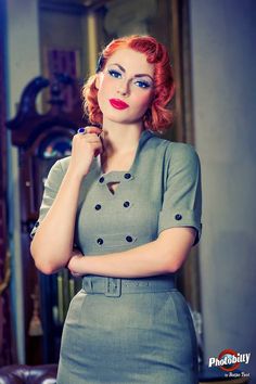 Model: Greta MaCabre For Daisy dapper Photo: Bostjan Tacol - Photobilly Rockabilly Pin Up Models, Pinup Skirt, Rockabilly Hair, Smart Dress, Pin Up Style